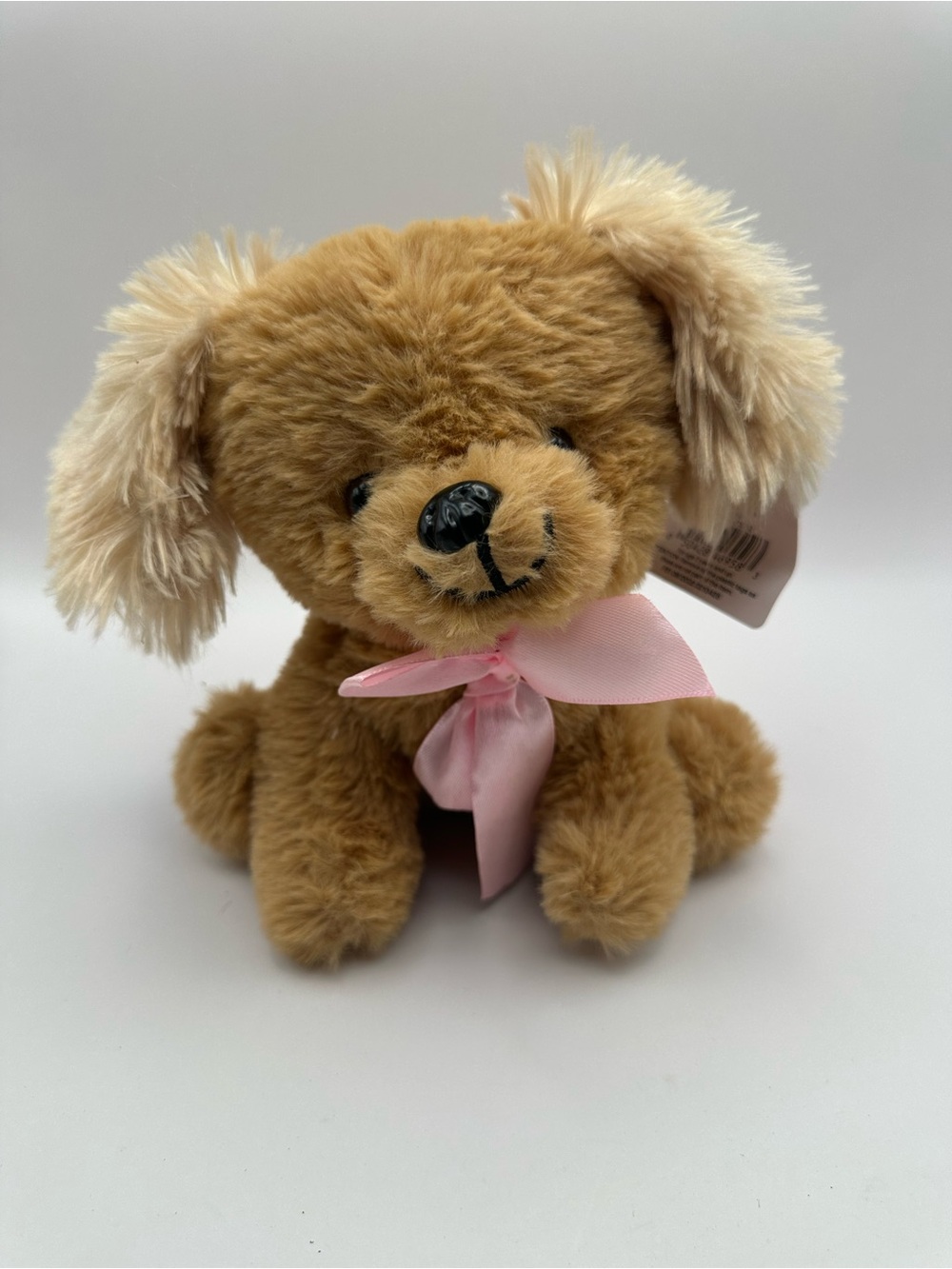 Red & Pink Valentine Puppy Precious Brown Dog Plush w/ Pink Ribbon